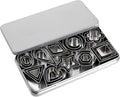 Mini Cookie Cutter Set, 30 Tiny Stainless Steel Cookie Stamps of Rectangle Square Heart Star Triangle Round Tiny Circle for Out Pastry Dough, Pie Crust & Fruit, Fondant