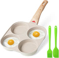 MyLifeUNIT Egg Frying Pan, 4-Cup Egg Pan Nonstick, Fried Egg Pan Skillet for Breakfast, Pancake, Hamburger, Sandwiches, Suitable for Gas Stove & Induction Cookware(White)