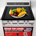 RVTHEUS® Noodle Board Stove Cover, 29.5x22", for Gas & Electric Stoves | Includes 3 Handle Pairs in Black, Gold & Silver, Stove Top Covers for Gas Burners, Stove Covers for Gas Stove Top