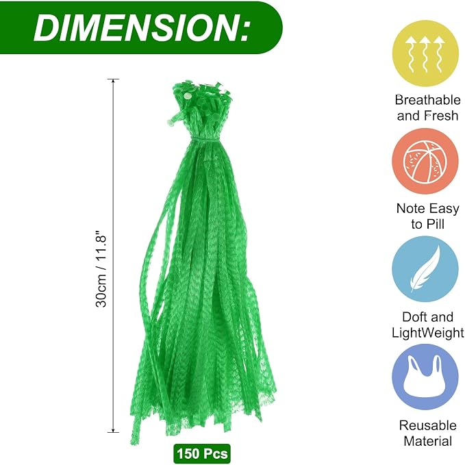 uxcell 150pcs Egg Hatching Bags, 12 Inch Mesh Nylon Netting Reusable Produce Mesh Bags Strong Stretchable Plastic Seafood Boil Bags for Fruits Vegetables Storage, Green