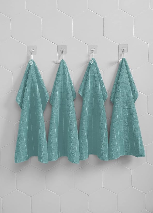 Microfiber Dish Towels - Soft, Super Absorbent and Lint Free Kitchen Towels - 8 Pack (Lattice Designed Lake Blue Colors) - 26 x 18 Inch