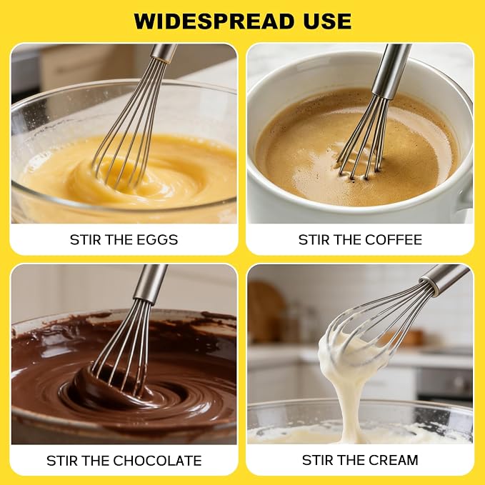 NileHome Mini Whisks Stainless Steel Whisk Set 9" 11"Kitchen Small Wisk Balloon Wire Tiny Whisks for Cooking, Whisking, Blending, Beating, Stirring 2 Pack