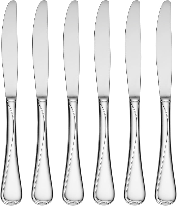 Oneida Flight Dinner Knives Silverware Set for 6, Flatware | stainless steel, mirror finish | dishwasher safe | dinner knife set for everyday dining, cutlery set