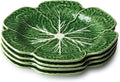 Le Jardin Green Cabbage Plates - Dinner, SET OF FOUR -11" Sculpted Green Stoneware Leaf Plates – Seasonal Garden-Inspired Tableware for Spring & Summer Dining and Entertaining