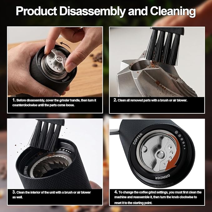 Manual Coffee Grinder, Adjustable Grinding Settings, Stainless Steel Burrs, Portable Hand-Cranked Coffee Grinder, For Espresso, Drip Filter, French Press Filter, Compact And Durable