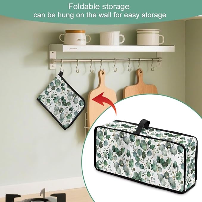 ZDCUSTOM Slim Toaster Dust Cover 2 Slice, Long Slot Toaster Oven Bread Maker Machine Stain Resistant Kitchen Small Appliance Cover Green Sage Leaf