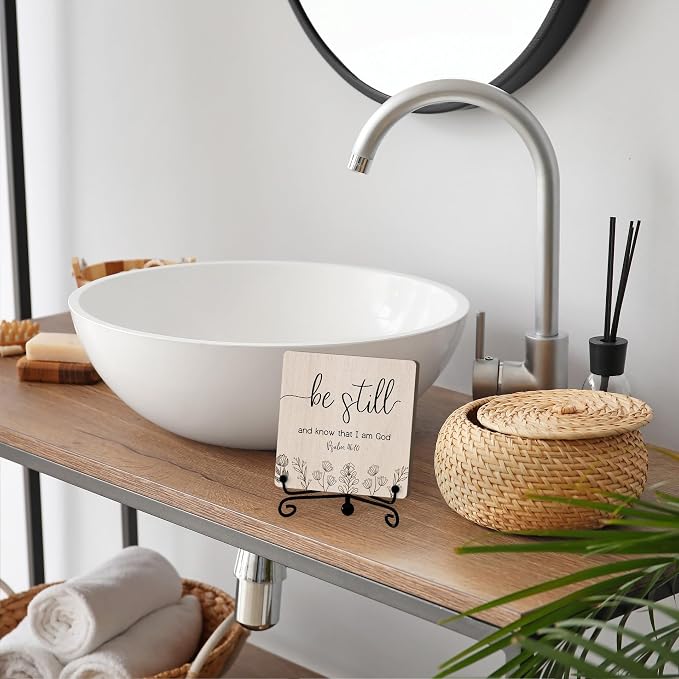 Home Decor, Farmhouse Be Still And Know That I Am God Shelf Decor For Living Room, Christian Gifts For Women Men, Entryway Tv Stand Fireplace Mantle Coffee Table Decoration (Still-15)