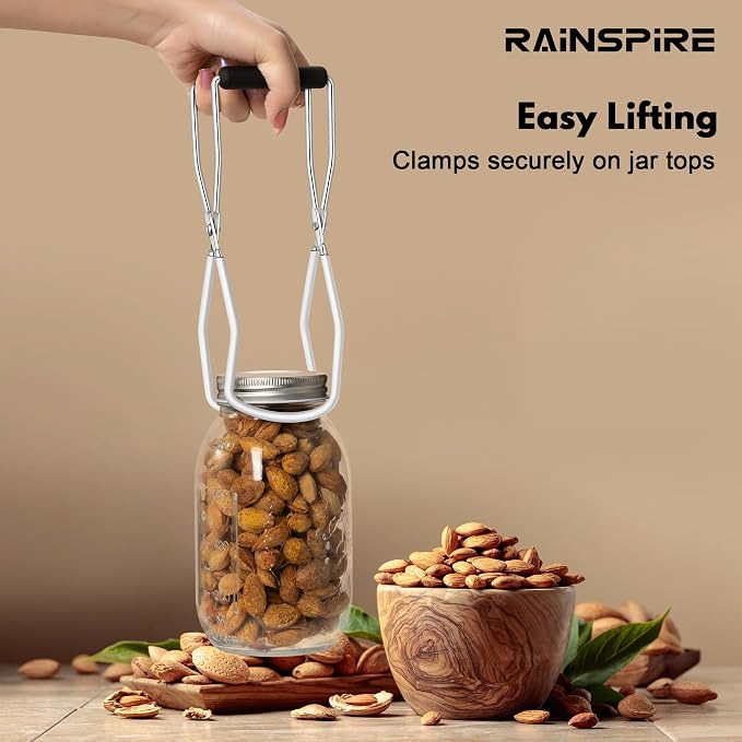 Canning Jar Lifter, Canning Tongs Jar Lifter, Canning Tools, Canning Supplies for Home Kitchen, Stainless Steel, White