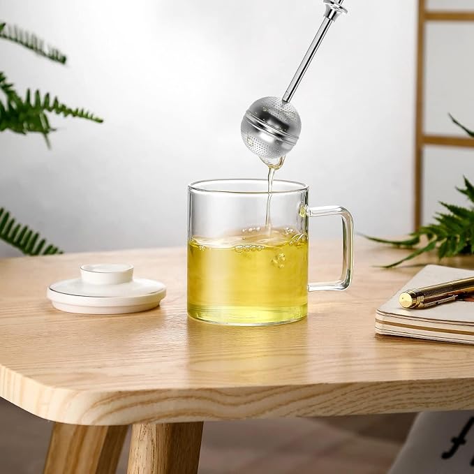 Long Handle Tea Ball, Tea Infuser for Loose Leaf Tea, 2Pcs | Fine Mesh Holes, Stainless Steel Ball, No Tea Residue, For Cup and Teapot, Tea Lover Gift, Free Clean Brush