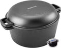 2-in-1 Pre-Seasoned Cast Iron Dutch Oven with Skillet Lid,5-Quart | Oven,grill,campfire and stovetop safe,durable dual-handle cookware for sourdough bread,frying,camping and BBQ