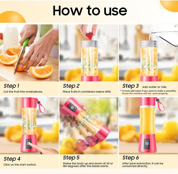 Small Portable Shakes & Smoothie Blender - 13 Oz Personal Size Blender | 380ML BPA Free Traveling Juice Cup, High Blending Speed of 20,000 Rpm, Squeezing Juice Suit in Sports/Office/Home/Travel