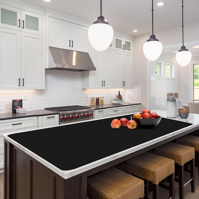 Silicone Protector Mat 47x24 Inch,Black | 1.3mm silicone mat, heat resistant, non-slip & waterproof. Ideal for baking, painting, resin, welding and table protection.