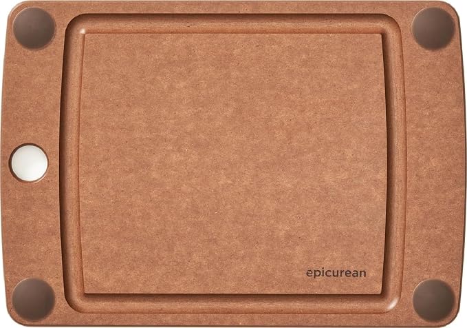Epicurean All-In-One Cutting Board with Non-Slip Feet and Juice Groove - Non-toxic, Dishwasher Safe, Made in the USA, 10" x 7", Nutmeg