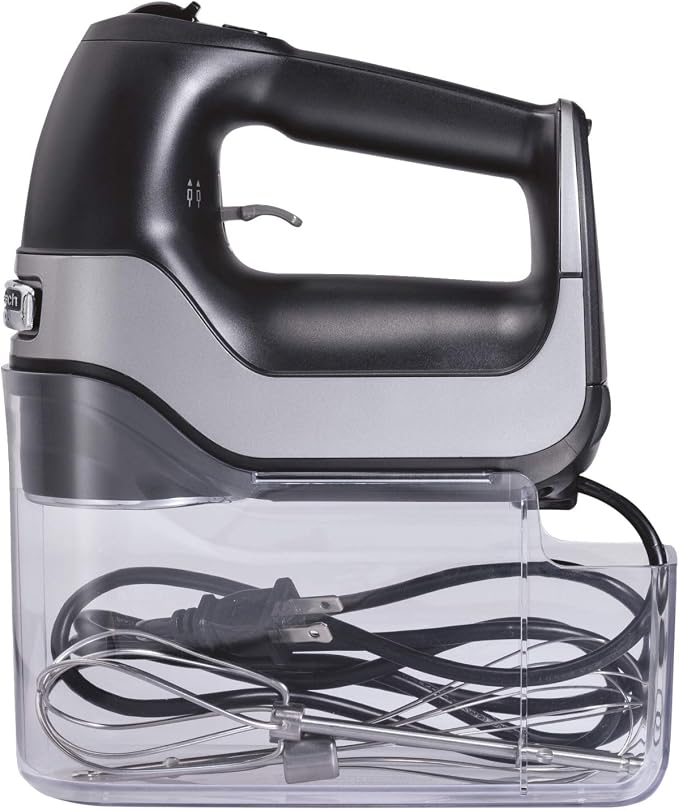 Hamilton Beach Professional 5-Speed Electric Hand Mixer | High-Performance DC Motor | Slow Start | Snap-On Storage Case | Stainless Steel Beaters & Whisk | Black | 62651
