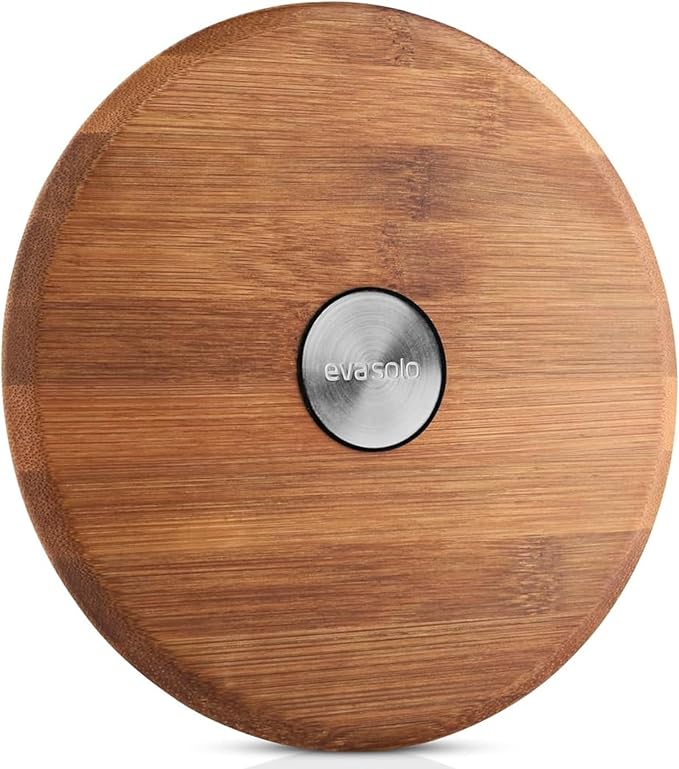 Eva Solo | Nordic Kitchen Magnetic Trivet Round | Stays Attached to The Saucepan or Pot When Moved | Danish Design & Functionality | Table Guard | Bamboo