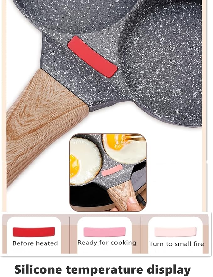 HUPECHAM 4-Cup Egg Pan Nonstick, and Granite Egg Frying Pan, Versatile Breakfast Skillet for Eggs, Pancakes, Plett, Crepes, Compatible with Gas Stove and Induction Cooktop