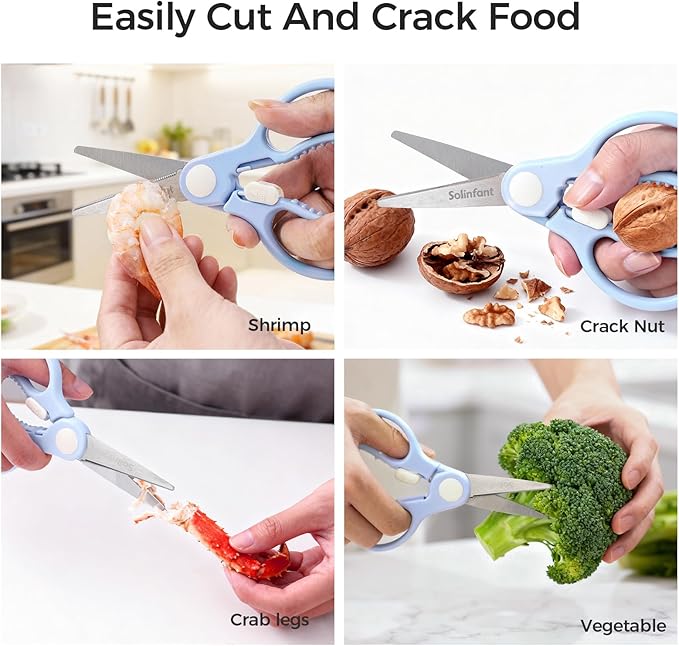 Premium Stainless Steel Portable Baby Food Safety Scissors, Detachable Feeding Shears for Toddlers Infant Kids Food Cutting Meats Noodles Vegetables with Protactive Cover