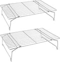 P&P CHEF Cooling Rack Set of 2, 2-Tier 15" x 10" Stackable Rack, Silver | Stainless Steel Stackable Wire Cooling Racks for Baking Cooking Roasting, Collapsible & Heavy Duty, Oven Safe & Easy Clean