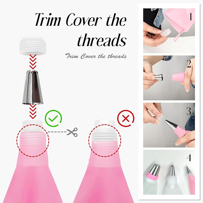 66Pcs Piping Bags and Tips Set, Cake Decorating Tools Supplies, Stainless Steel frosting tips with Reusable Pastry Bag, Cake Decorating Tips Set for DIY Pastry Dough, Cookie, Cupcake, Cake (Pink)