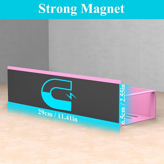 Metal Magnetic Spice Rack for Refrigerator Pink, 4 Pack | Magnetic Shelves Heavy Duty for Fridge in Kitchen, Seasoning Storage Organizer, For Oven Washer and Dryer, For Heavier Items