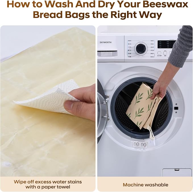 Reusable Beeswax Bread Bag for Homemade Bread & Sourdough Bread Storage – Waxed Bread Bags, Organic Beeswax Cotton Bag Preservation Storage to Keep Fresh – XL, L, M Set of 3