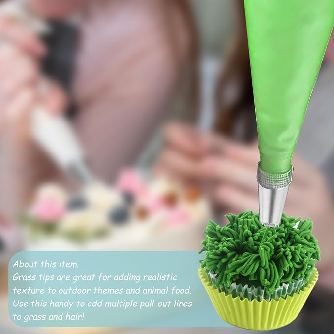 3 PCS Grass Piping Tip, Frosting Tips, Large Piping Tips for Cake Decorating with 233 234 29 Decorating Tip for Frosting, Multi-opening