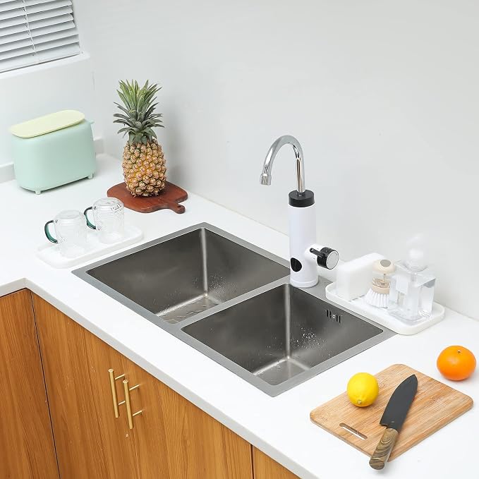 MicoYang Silicone Kitchen Sink Organizer Tray for Multiple Usage,Eco-Friendly Sponges Holder for Kitchen Bathroom Counter or Sink,Dish Soap Dispenser,Scrubber,Bottle,Cup (White, 10"×5.3")