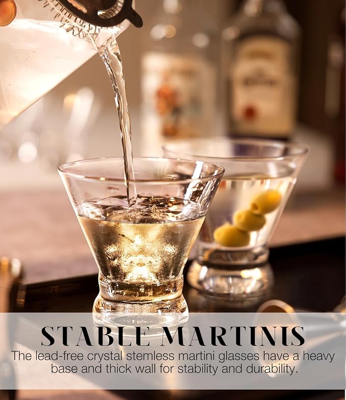 Martini Glasses Set of 6, 8oz Coupe Cocktail Glasses for Margarita | Manhattan, Cosmopolitan, Espresso, Home Bar, Evening Parties, Birthdays, Housewarming Gift