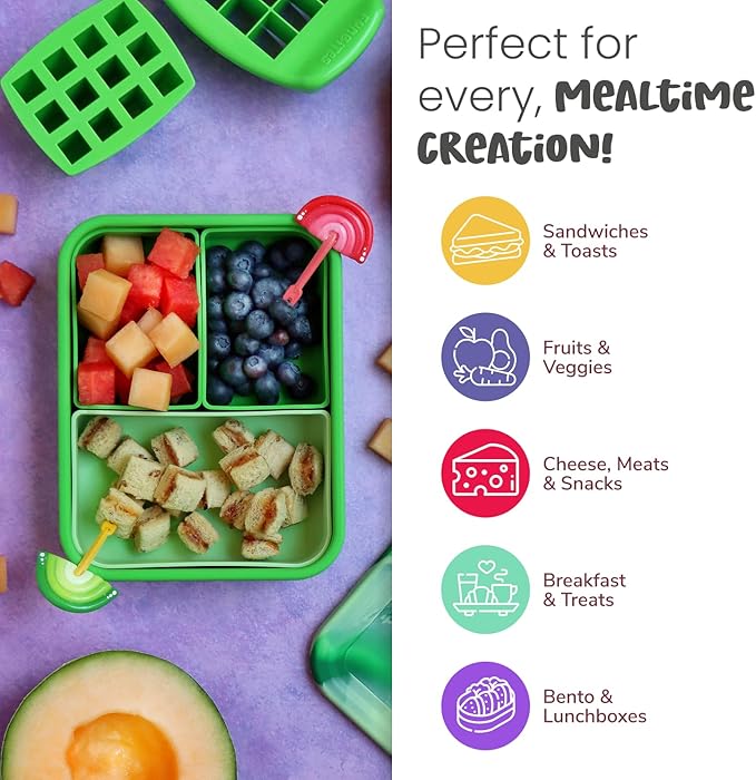 Sandwich Cutter for Kids Lunch, Crustless Bento 2-Pc Set, 1 Pack | Purple Squares food cutter for toddlers, bite-size uncrustable shapes, bento lunch accessory, BPA-free, dishwasher safe