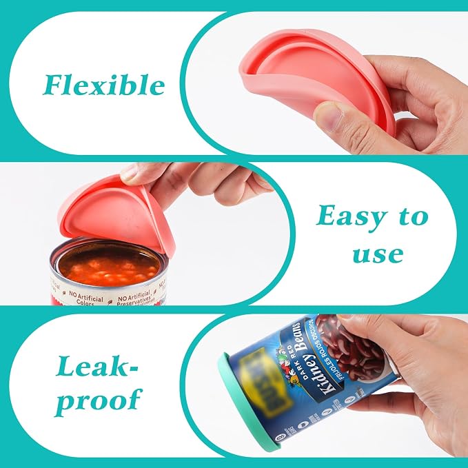 3 Inch Silicone Can Lids for Canned Food, 4 Pack Can Cover for for Chef Boyardee, Van Camp's, Goya, Bush's Best, Farmer's Market Can, Fit Most Standard Size, Dishwasher Safe