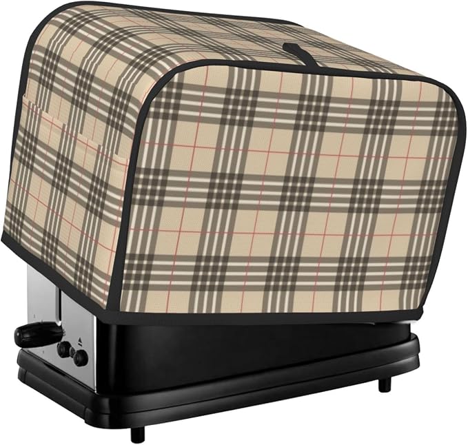 Toaster Cover 2 Slice with Plaid Pattern Dustproof Bread Maker Cover Fingerprint Bakeware Protection Wide Slot Toaster Bag Reusable Kitchen Small Appliance Cover