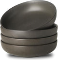Stoneware Pasta Bowls, 34 oz Large Salad Bowl Set of 4, Ceramic Serving Bowls for Ramen, Pasta, Fruit, Cereal, Dinner, Wide and Shallow Bowls, Microwave & Dishwasher Safe, Matte Black