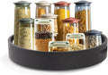 12in Black Bamboo Lazy Susan Turntable with Handle | Rotating Organizer for Table Top, Spinner Turntable for Cabinet, Pantry & Kitchen | Spice & Seasoning Turntable Tray