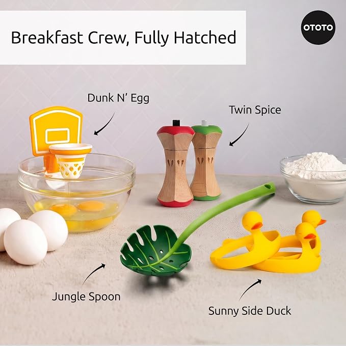 OTOTO Egg Rings 3 Pack - Silicone Egg Separators with Duck Holders, Egg Circle Mold Set, Egg Ring for Sandwiches, Pancake Molds & Fried Eggs, Unique Kitchen Gadgets, Fun Gifts (Sunny Side Duck)