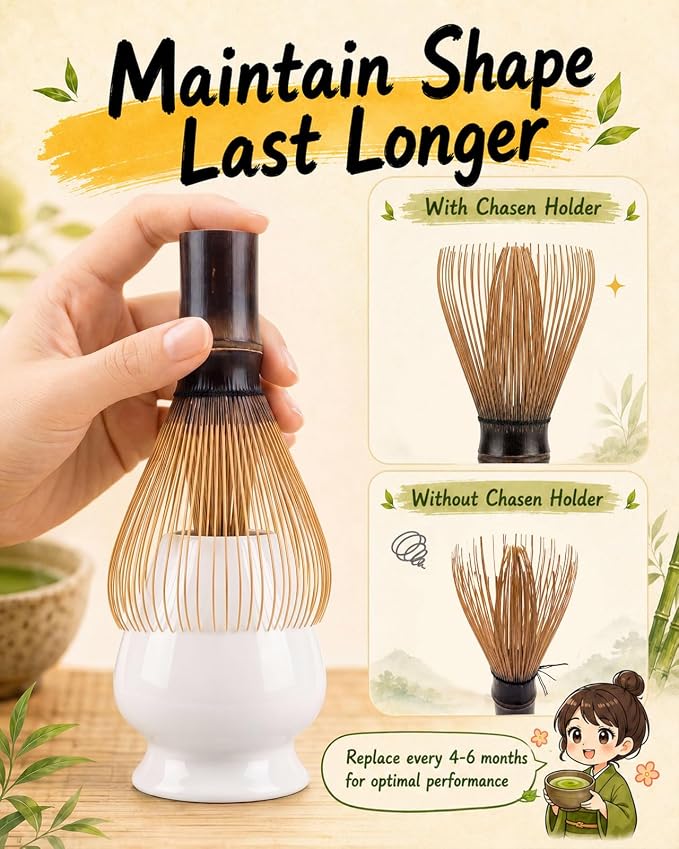 Authentic Shin Chasen Matcha Whisk – 6+ Year Aged Purple Bamboo | Handcrafted for Ceremonial Grade Matcha, Traditional Japanese Tea Ceremony Tool for Matcha Bowl
