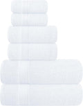 Ultra Soft 6 Pack Cotton Towel Set, Contains 2 Bath Towels 28x55 inch, 2 Hand Towels 16x24 inch & 2 Wash Coths 12x12 inch, Ideal Everyday use, Compact & Lightweight - White