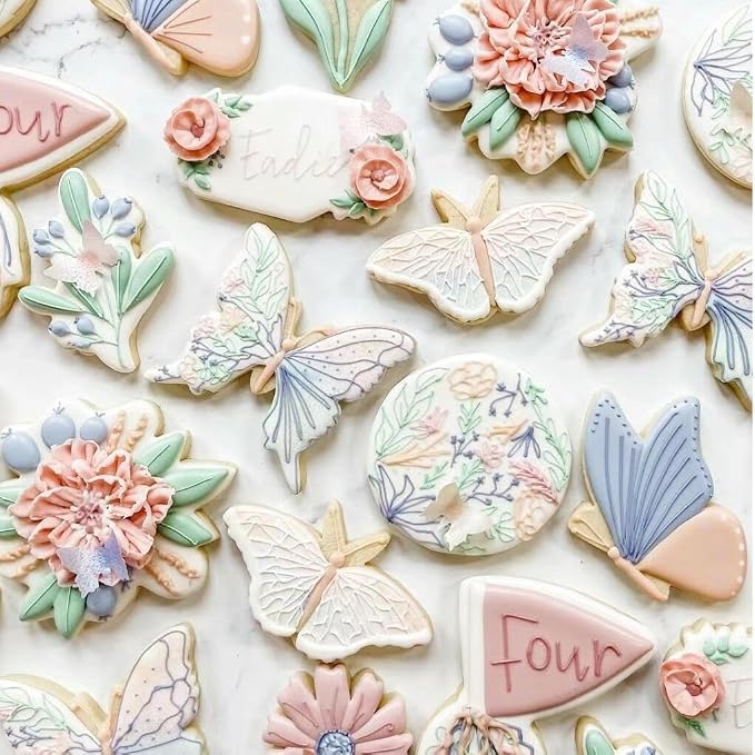 5Pcs Butterfly Flower Cookie Cutters Stainless Steel Holiday Cookie Cutter Shapes for Baking Gift Mother's Day, Father's Day, Valentine's Day, Thanksgiving
