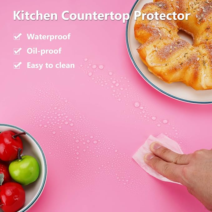Extra Large Silicone Mats for Countertop, 28" by 20" Multipurpose Mat, Counter Table Protector, Desk Saver Pad, Placemat Nonstick Nonskid Heat-Resistant Pad, Pink