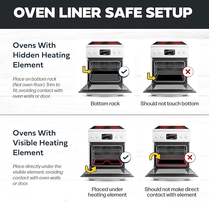Cooks Innovations Non-Stick Oven Liner 3 Pack BPA-Free Heat Resistant Mat | Convection, Electric, Gas & Microwave Ovens | PFOA Free | Baking Mat