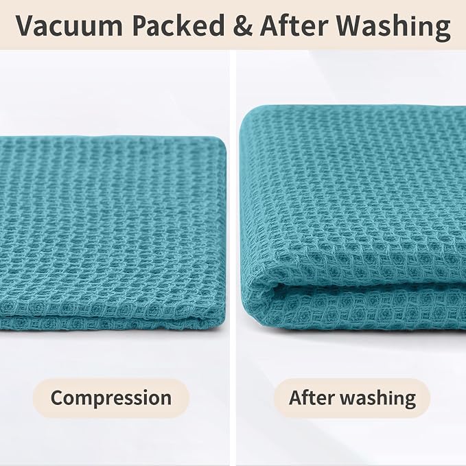 Homaxy 8 Pack 100% Cotton Kitchen Towels and Dishcloths Set, Lake Blue | 12 x 12 Inches and 13 x 28 Inches Kitchen Towels Set, Ultra Soft Absorbent Dish Cloths for Washing Dishes