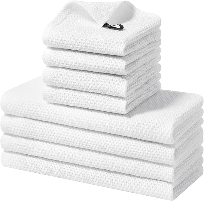 Homaxy 8 Pack 100% Cotton Kitchen Towels and Dishcloths Set, White | 12 x 12 Inches and 13 x 28 Inches Kitchen Towels Set, Ultra Soft Absorbent Dish Cloths for Washing Dishes