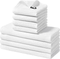 Homaxy 8 Pack 100% Cotton Kitchen Towels and Dishcloths Set, White | 12 x 12 Inches and 13 x 28 Inches Kitchen Towels Set, Ultra Soft Absorbent Dish Cloths for Washing Dishes