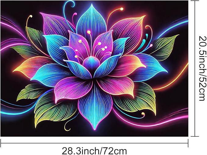 HOMETITUTE Neon Flower Stove Top Cover 28x20 Vibrant Diatomite Mat