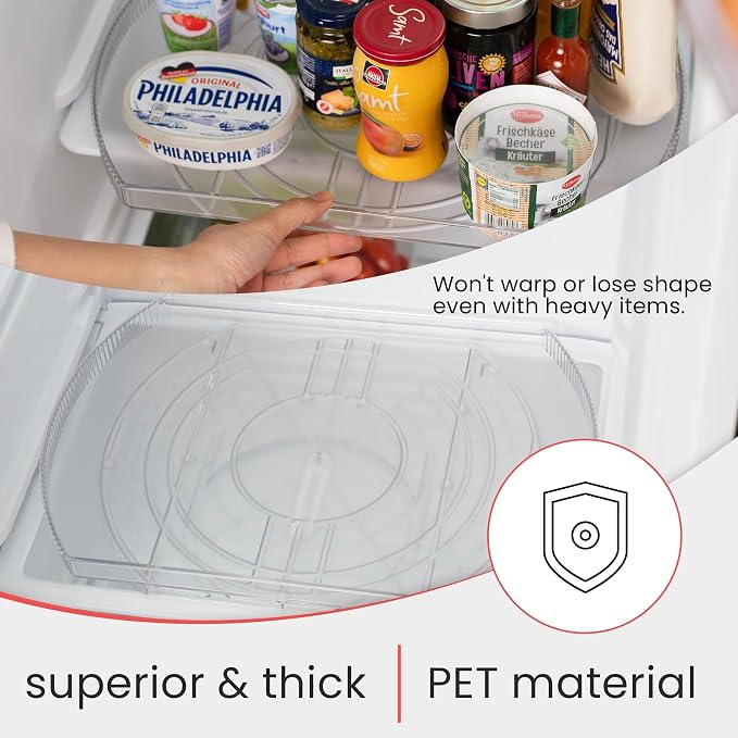 Lazy Susan for Refrigerator - 360° Turntable Refrigerator Organizer and Storage Tray for Fridge, Cabinet & Pantry - Rectangle Lazy Susan (16.5"x11.5"x1.5")