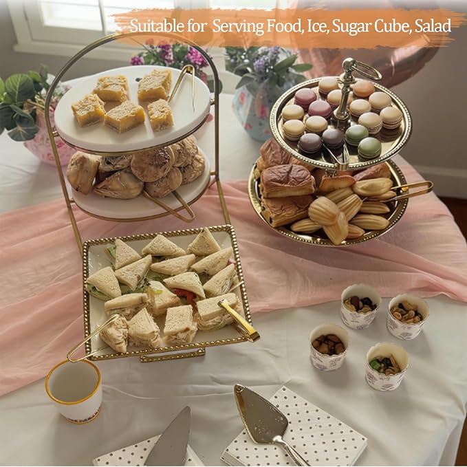 8PCS Gold Mini Metal Tongs, 4.25" Stainless Steel Tiny Tong, Small Kitchen Accessories for Serving Food, Ice, Sugar Cube, Salad, Toaster, Desserts