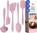 GIR 5-Piece Silicone Kitchen Utensils Set, Non-Toxic Cooking Utensils for Cooking and Baking, Heat Resistant, Food Grade, Dishwasher Safe Rubber Spatula, Ladle, Spoon - Rose