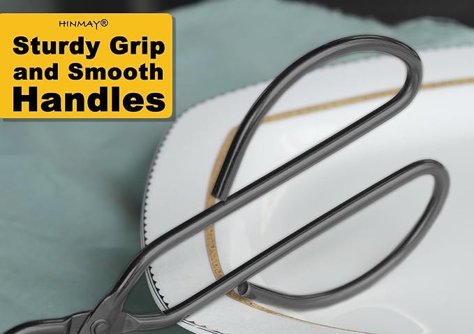 HINMAY 10" 13" Stainless Steel Kitchen Scissor Tongs, Set of 2 | Heavy Duty Non-Slip Comfortable Grip Metal Scissor Tongs for Cooking, Grilling & Serving