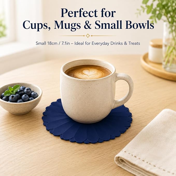 Heat-Resistant Silicone Trivet Mats, Non-Slip Hot Plate Holder for Kitchen Countertops & Dining Table, Reusable Pot Holder Pad with Secure Grip, Dishwasher Safe (Blue, Diameter: 18cm/7.09")