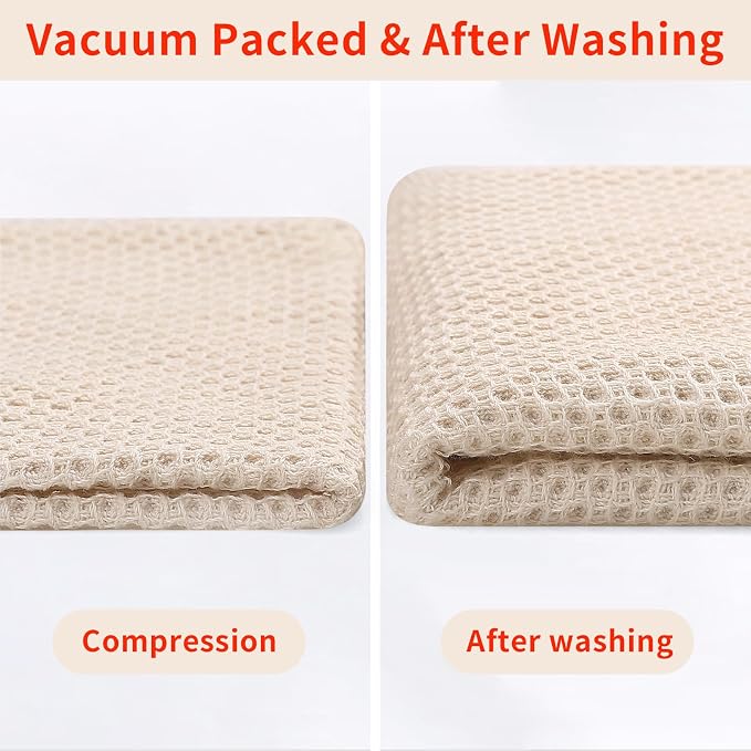 Homaxy 100% Cotton Waffle Weave Kitchen Dish Towels 6-Pack, Beige | 13 x 28 Inches, Ultra Soft Absorbent Dish Towels, Quick Drying Cleaning Towels