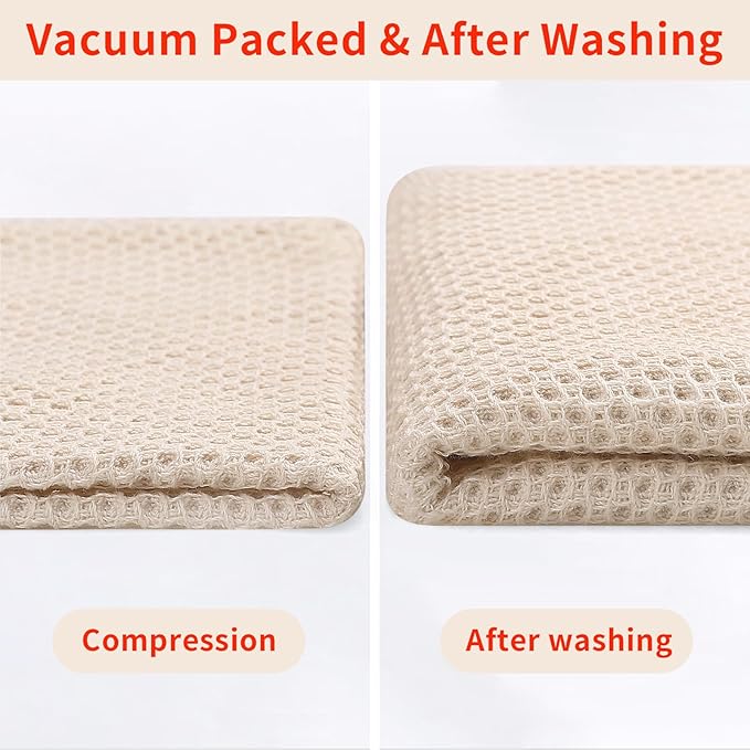 Homaxy 100% Cotton Waffle Weave Kitchen Dish Cloths 6-Pack, Beige | 12 x 12 Inches, Ultra Soft Absorbent Dish Towels, Quick Drying Dish Rags with Hanging Loop